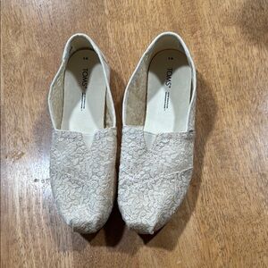 Toms Cream Lace Flats Slip-On Shoes